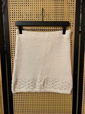 Stradivarius Cream Crochet Mini Skirt